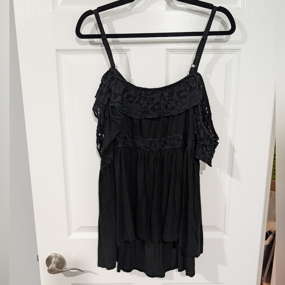 Torrid Deep Black Vintage Slub Corset Waist Babydoll Cami in Size 3 (22/24) - Picture 7 of 12